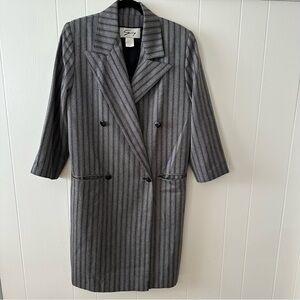 GENNY Gianni Versace Vintage 80s 90s Oversized Gray Pinstripe Wool Coat Sz 6